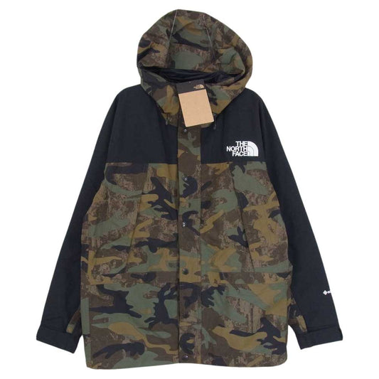 THE NORTH FACE ノースフェイス NP62135 NOVELTY MOUNTAIN LIGHT JACKET GORE-TEX カモフラ 総柄 マウンテン ライト ゴアテックス ジャケット カーキ系 S【中古】