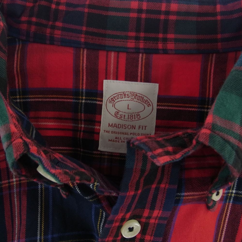 Brooks Brothers ブルックスブラザーズ マルチチェック ボタンダウン 長袖シャツ レッド系 L【中古】