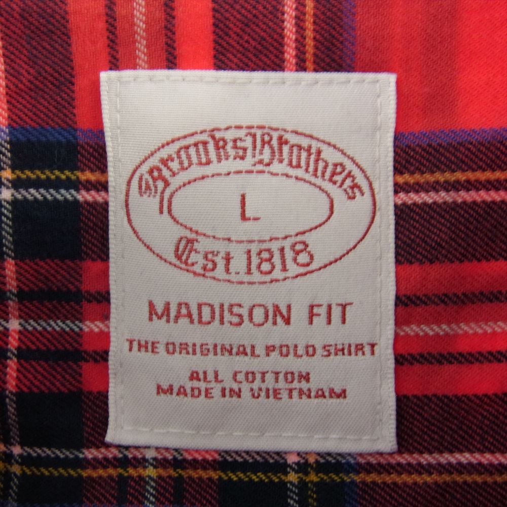 Brooks Brothers ブルックスブラザーズ マルチチェック ボタンダウン 長袖シャツ レッド系 L【中古】