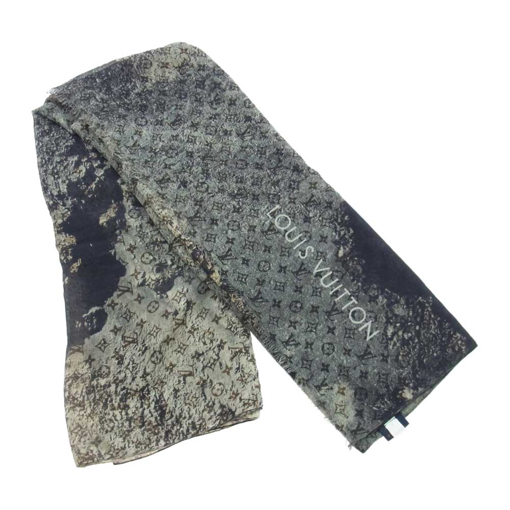 LOUIS VUITTON ルイ・ヴィトン カシミヤ シルク モノグラム ストール グレー系 ベージュ系【中古】