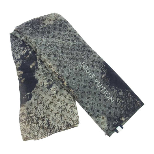 LOUIS VUITTON ルイ・ヴィトン カシミヤ シルク モノグラム ストール グレー系 ベージュ系【中古】