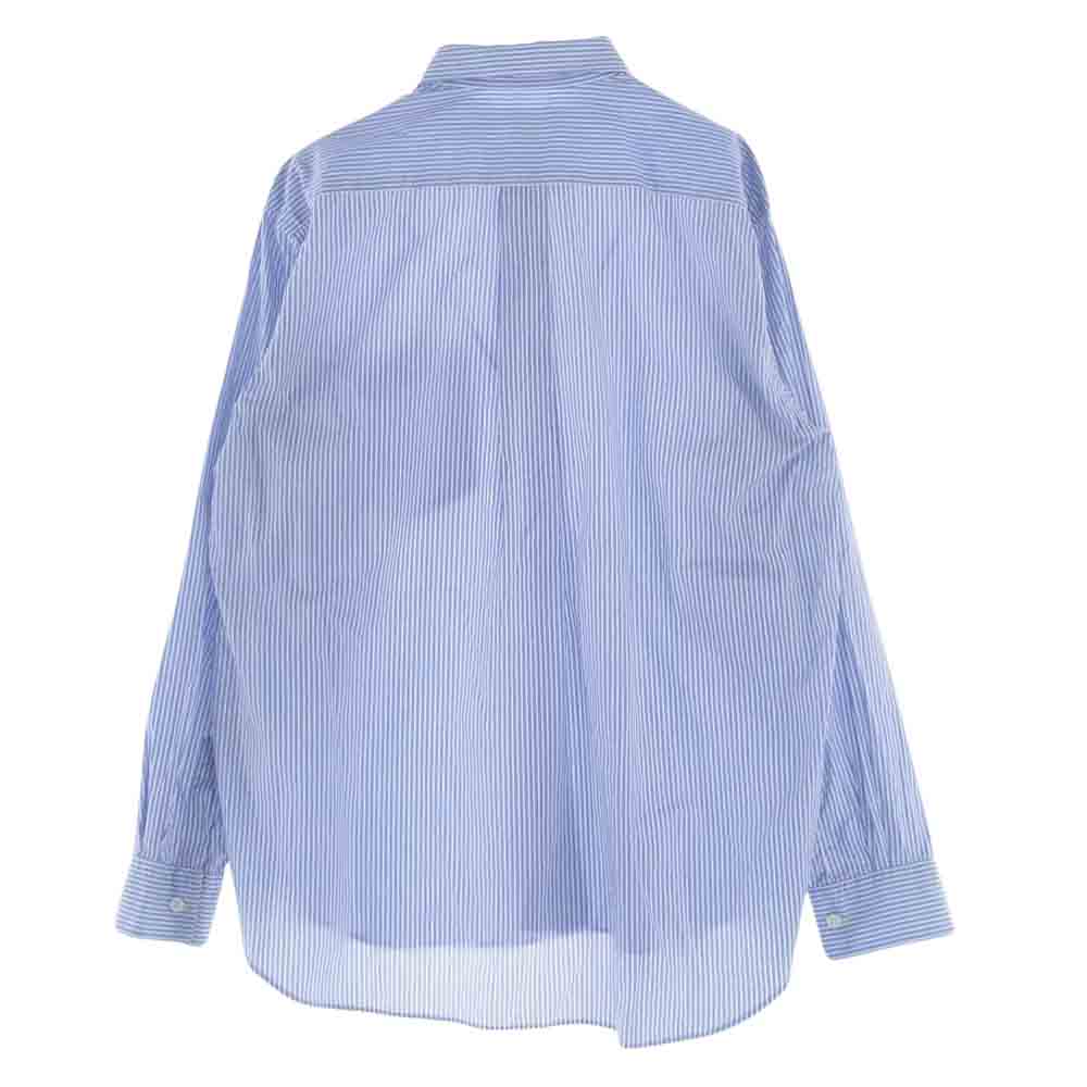 COMME des GARCONS コムデギャルソン FO03B101 SHIRT フランス製  ストライプ レギュラーカラー 長袖 シャツ  ブルー系 ホワイト系 S【中古】