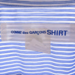 COMME des GARCONS コムデギャルソン FO03B101 SHIRT フランス製  ストライプ レギュラーカラー 長袖 シャツ  ブルー系 ホワイト系 S【中古】