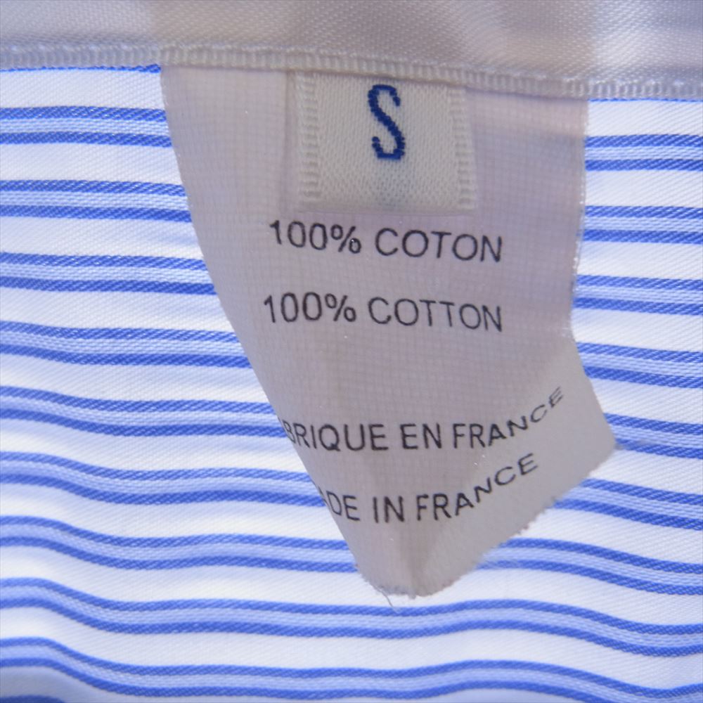 COMME des GARCONS コムデギャルソン FO03B101 SHIRT フランス製  ストライプ レギュラーカラー 長袖 シャツ  ブルー系 ホワイト系 S【中古】
