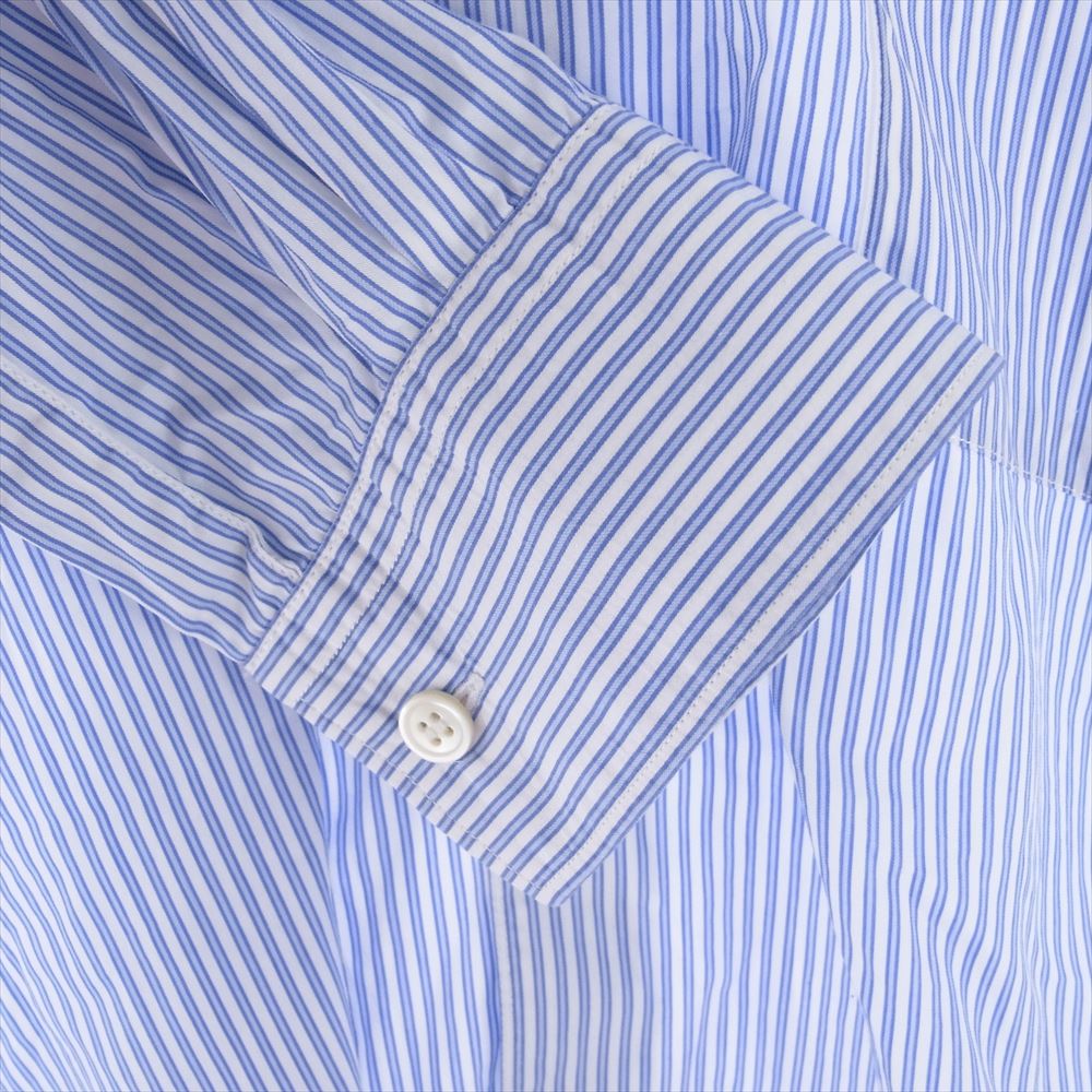 COMME des GARCONS コムデギャルソン FO03B101 SHIRT フランス製  ストライプ レギュラーカラー 長袖 シャツ  ブルー系 ホワイト系 S【中古】