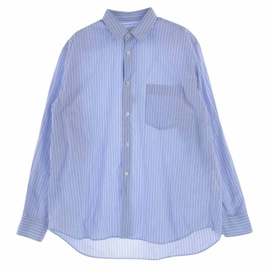COMME des GARCONS コムデギャルソン FZ-B115 SHIRT フランス製 FOREVER WIDE CLASSIC フォーエバー ワイド クラシック ストライプ 長袖  シャツ  ライトブルー系 ホワイト系 S【中古】