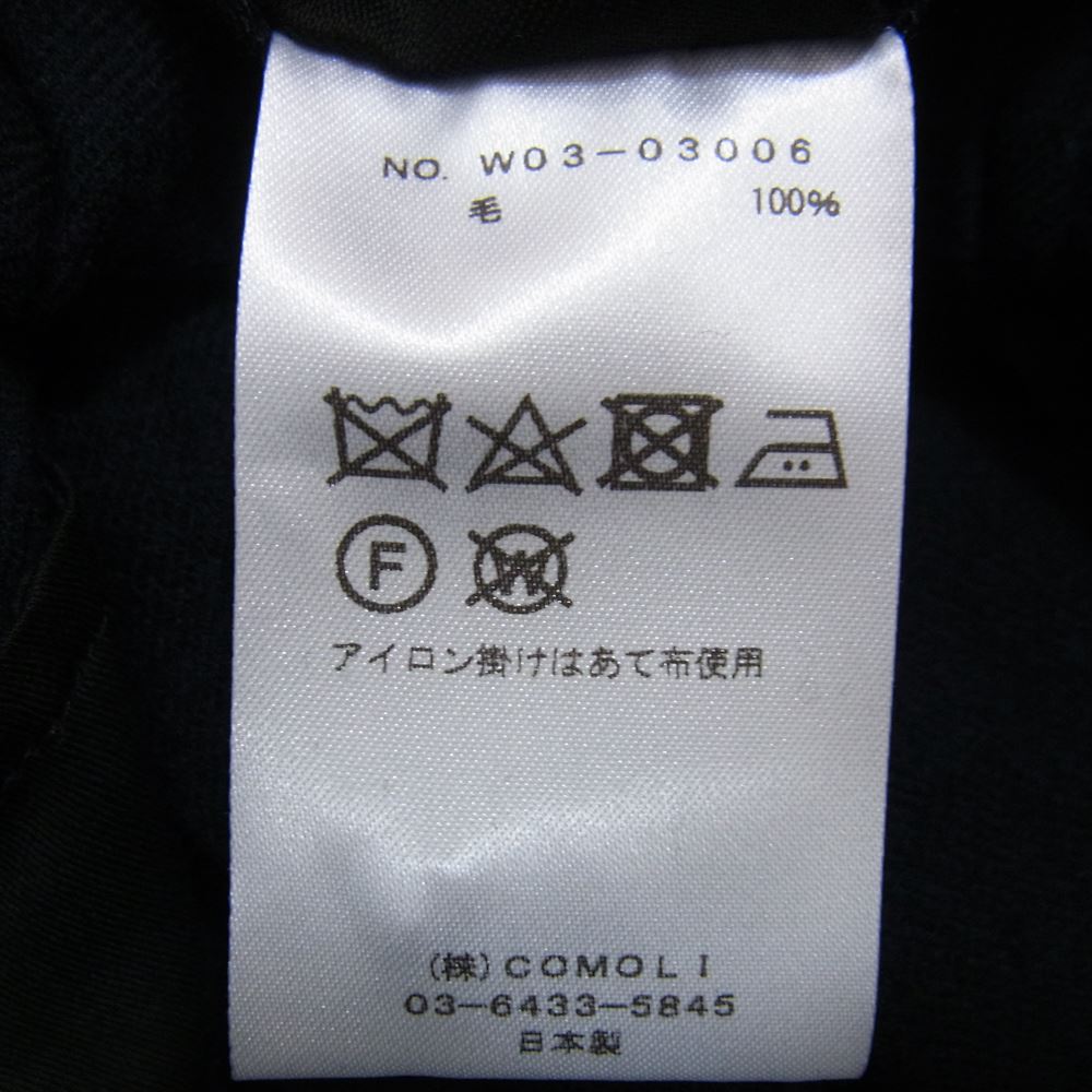 COMOLI コモリ 22AW W03-03006 リファインウール イージー ドローストリング スラックス ネイビー系 1【中古】