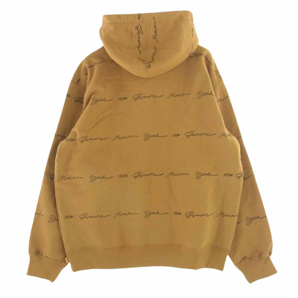 Supreme シュプリーム Script Stripe Hooded Sweatshirt スクリプト ストライプ フーデット スウェットシャツ パーカー ライトブラウン系 M【極上美品】【中古】