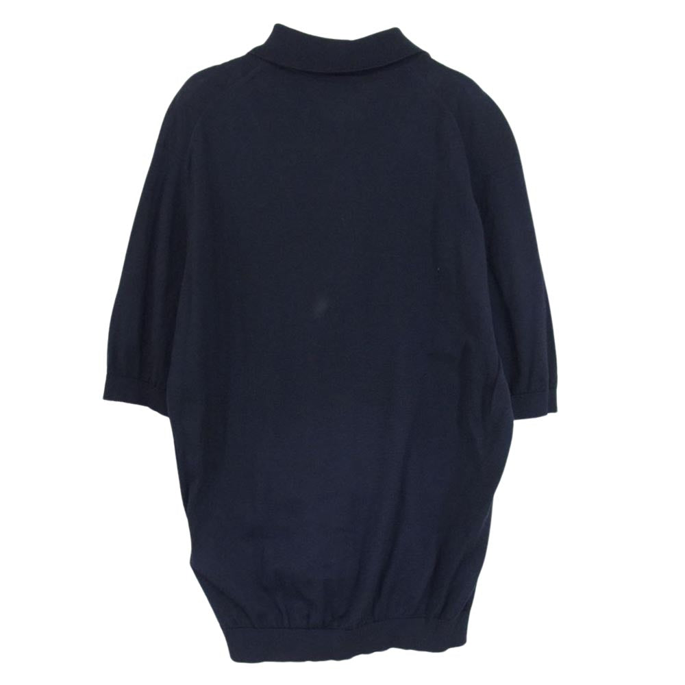 JOHN SMEDLEY ジョンスメドレー 英国製 シーアイランドコットン100％ ニット 半袖 ポロシャツ ニットポロ ダークネイビー系 S【中古】