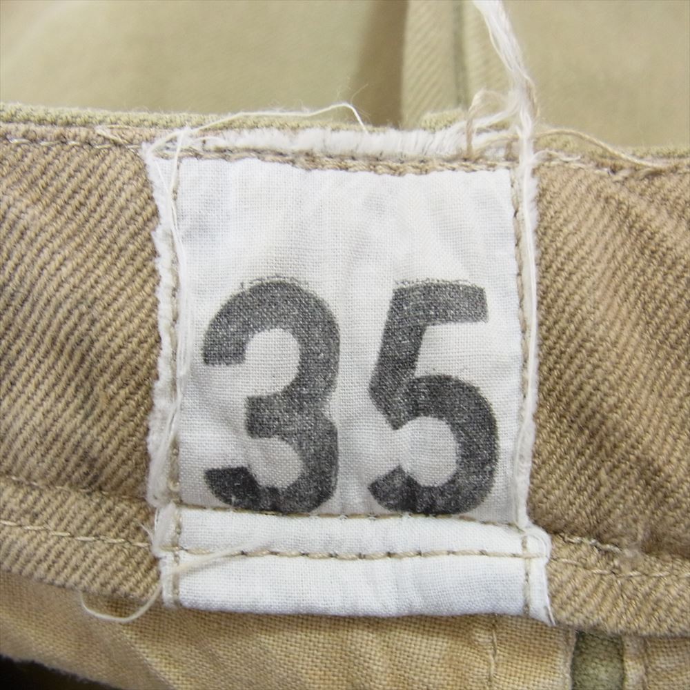 フランス軍 ヴィンテージ ミリタリー チノ トラウザーズ パンツ ベージュ系 35【中古】