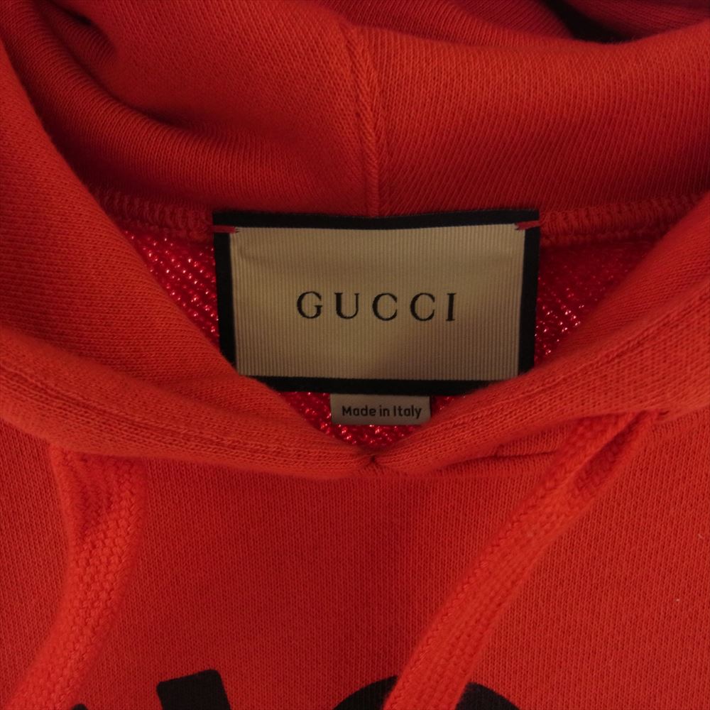 GUCCI グッチ 23SS 717427 XJFNK TEDDYBEAR&GUCCI フーディー スウェット シャツ レッド系 L【美品】【中古】