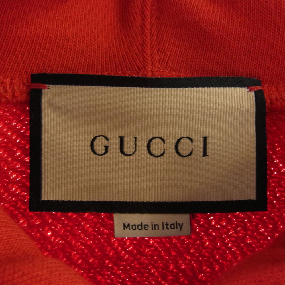 GUCCI グッチ 23SS 717427 XJFNK TEDDYBEAR&GUCCI フーディー スウェット シャツ レッド系 L【美品】【中古】