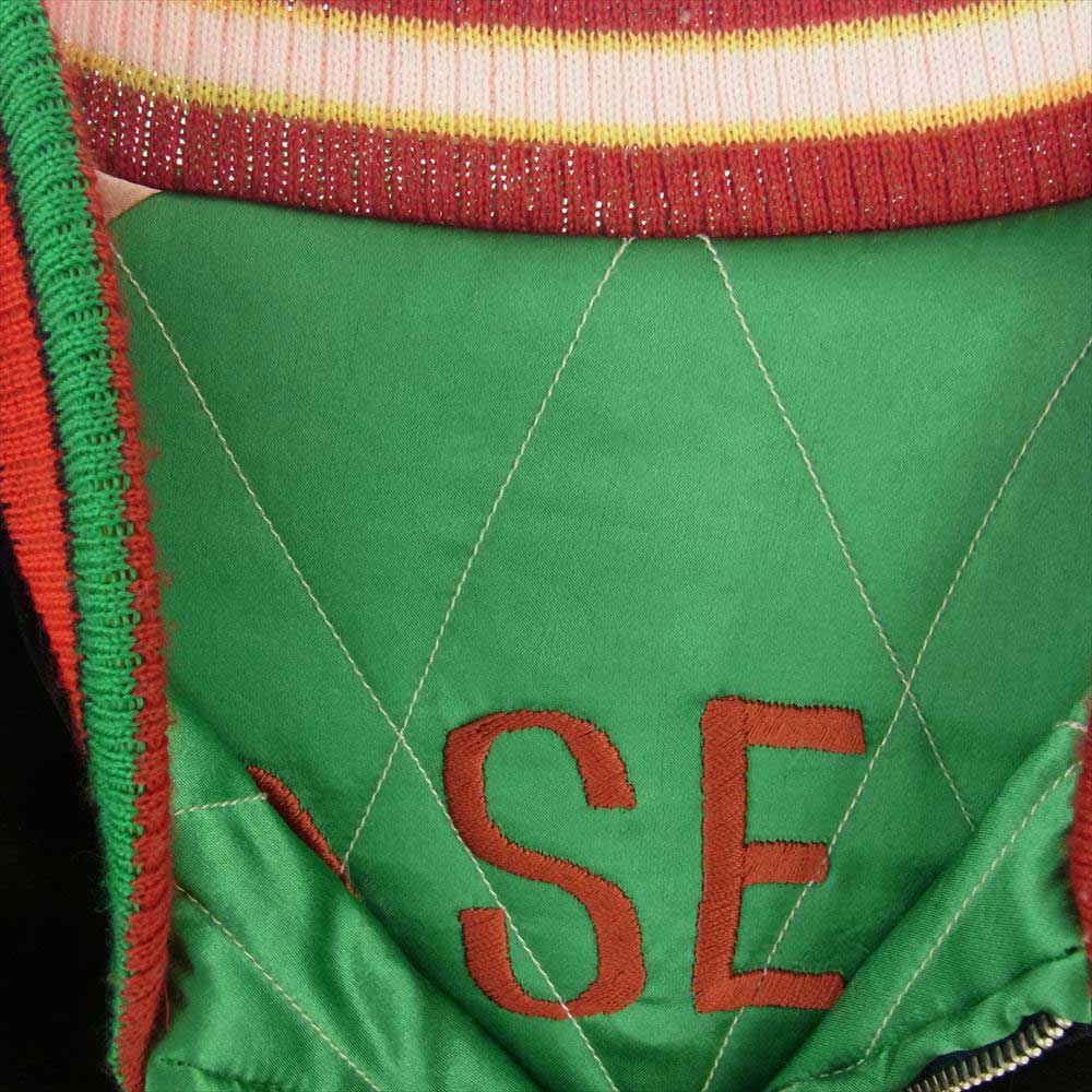 SAINT MICHAEL セントマイケル 22SS SM-S22-0000-059 x Denim Tears SOUVENIR JKT デニムティアーズ セントティアーズ リバーシブル スカジャン スタジアム ジャケット ブラック系 グリーン系 XL【中古】