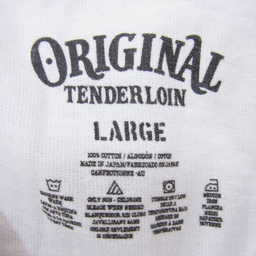 TENDERLOIN テンダーロイン LONG SLEEVE TEE 3A ロゴ プリント 長袖Tシャツ ホワイト系 L【中古】