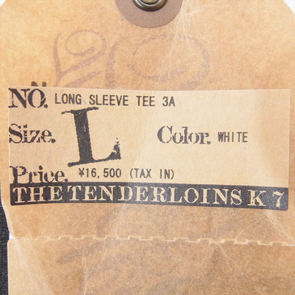 TENDERLOIN テンダーロイン LONG SLEEVE TEE 3A ロゴ プリント 長袖Tシャツ ホワイト系 L【中古】