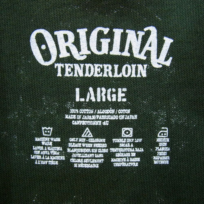 TENDERLOIN テンダーロイン TEE 渋谷店限定 プリント 半袖 Tシャツ グリーン系 L【中古】