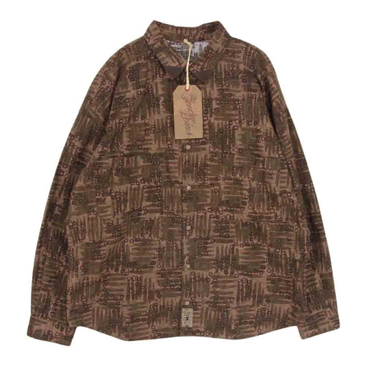 TENDERLOIN テンダーロイン T-PRINT FLANNEL SHT AS 総柄 プリントフランネル 長袖 シャツ ブラウン系 S【中古】