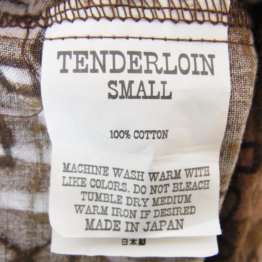 TENDERLOIN テンダーロイン T-PRINT FLANNEL SHT AS 総柄 プリントフランネル 長袖 シャツ ブラウン系 S【中古】