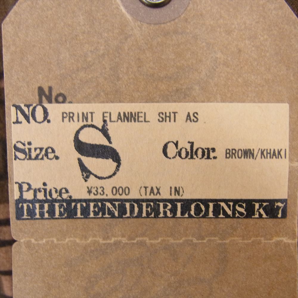 TENDERLOIN テンダーロイン T-PRINT FLANNEL SHT AS 総柄 プリントフランネル 長袖 シャツ ブラウン系 S【中古】