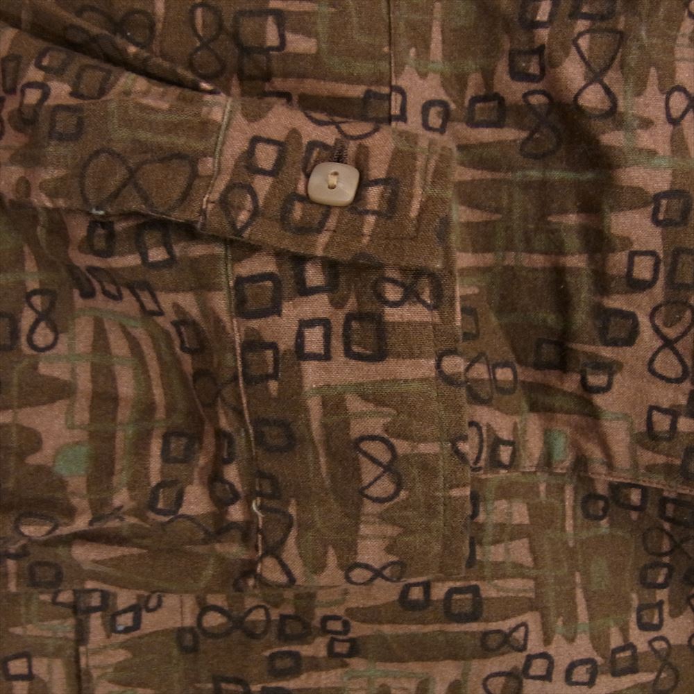 TENDERLOIN テンダーロイン T-PRINT FLANNEL SHT AS 総柄 プリントフランネル 長袖 シャツ ブラウン系 S【中古】