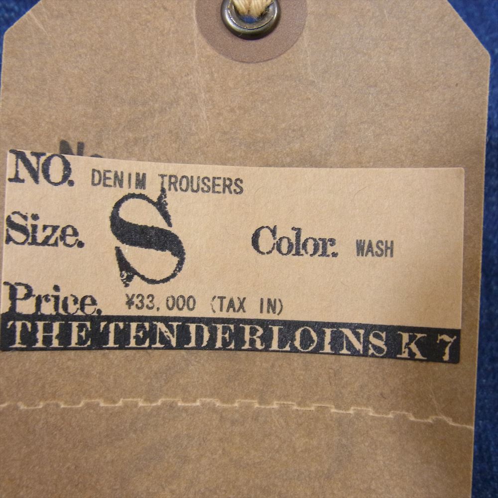 TENDERLOIN テンダーロイン T-DENIM TROUSERS WASH デニム トラウザーズ ウォッシュ インディゴ シンチバック パンツ インディゴブルー系 S【中古】