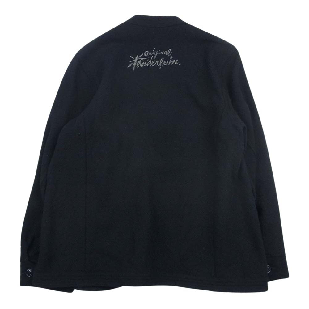TENDERLOIN テンダーロイン MELTON 3BUTTONS JKT メルトン 3ボタン ノーカラー ウール ジャケット ブラック系 S【中古】