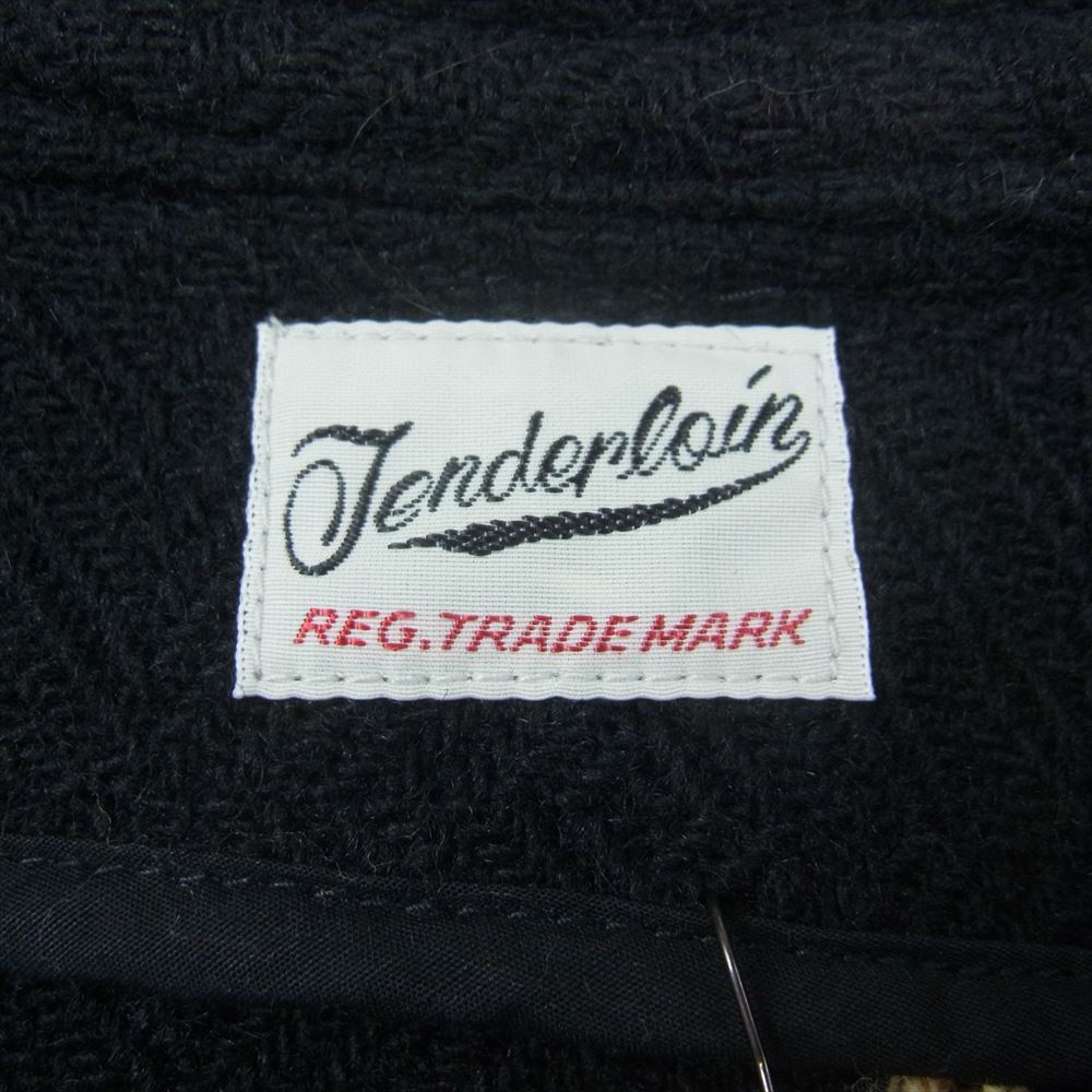 TENDERLOIN テンダーロイン MELTON 3BUTTONS JKT メルトン 3ボタン ノーカラー ウール ジャケット ブラック系 S【中古】