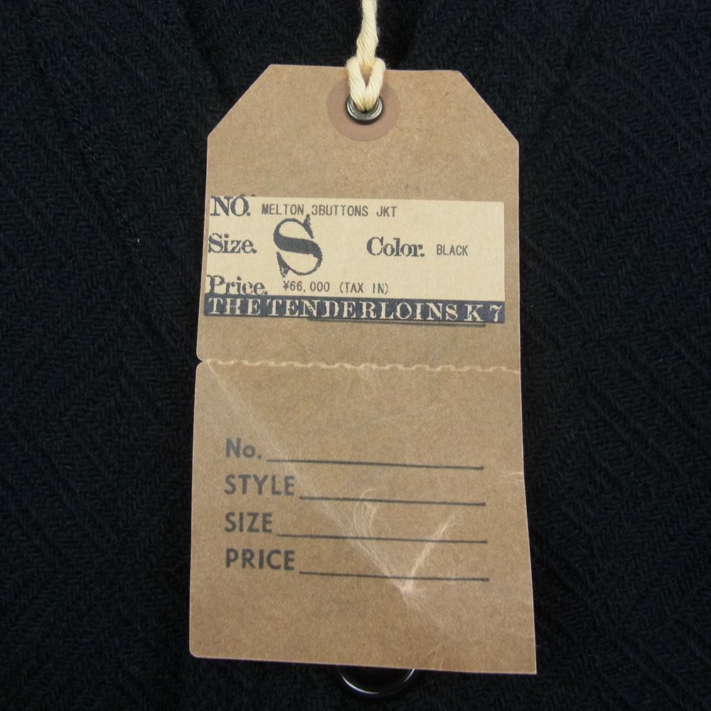 TENDERLOIN テンダーロイン MELTON 3BUTTONS JKT メルトン 3ボタン ノーカラー ウール ジャケット ブラック系 S【中古】