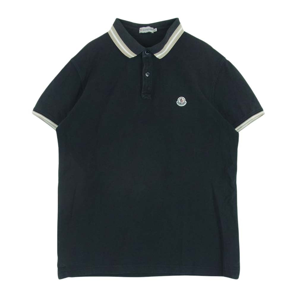 MONCLER モンクレール MAGLIA POLO マグリア ポロ 半袖 シャツ コットン 中国製 ブラック系 ダークグレー系 XL【中古】