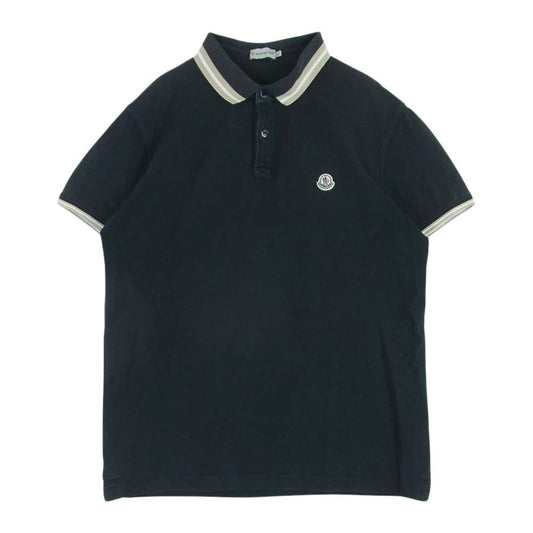 MONCLER モンクレール MAGLIA POLO マグリア ポロ 半袖 シャツ コットン 中国製 ブラック系 ダークグレー系 XL【中古】