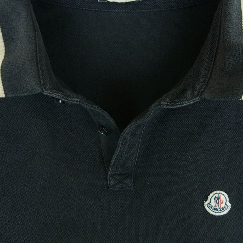 MONCLER モンクレール MAGLIA POLO マグリア ポロ 半袖 シャツ コットン 中国製 ブラック系 ダークグレー系 XL【中古】