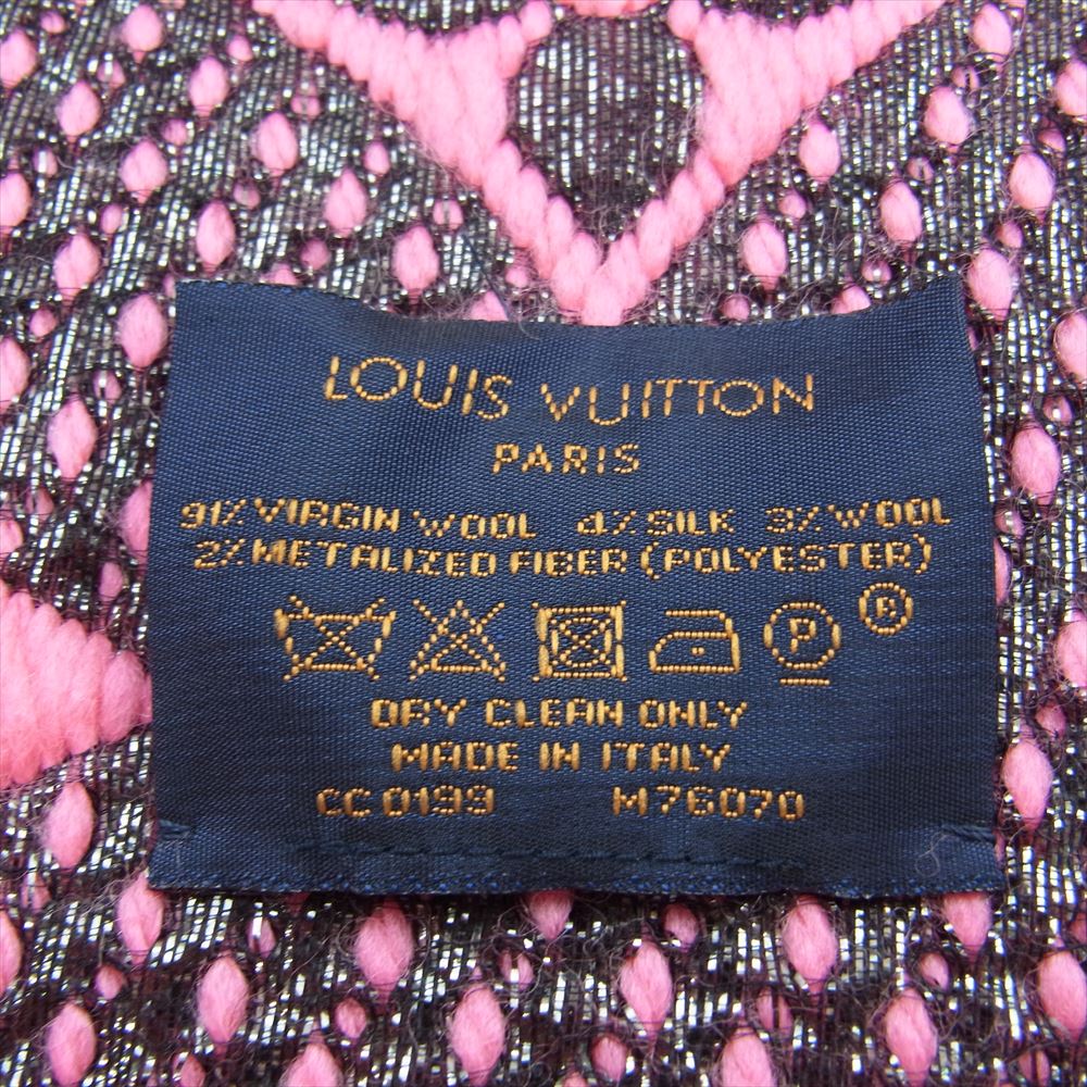LOUIS VUITTON ルイ・ヴィトン M76070 エシャルプ・ロゴマニア シャイン ピンク モノグラム マフラー ストール ピンク系【中古】