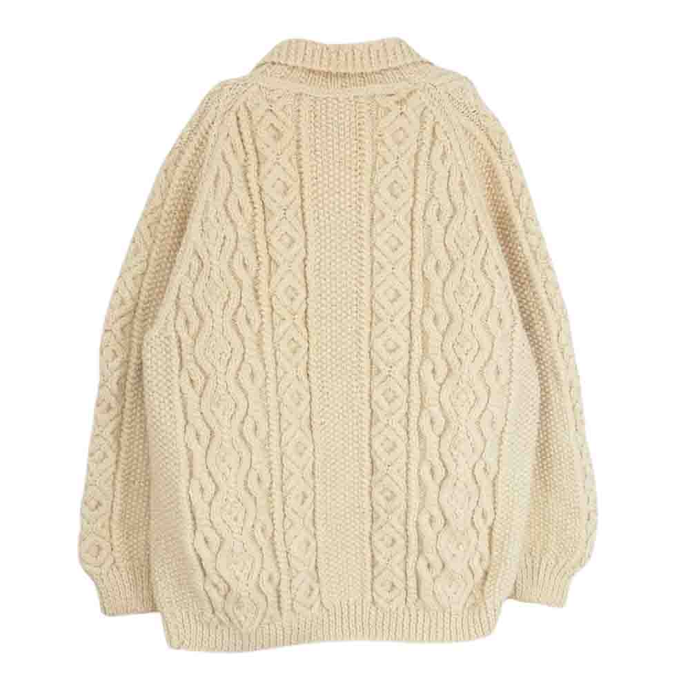 INVERALLAN インバーアラン 茶タグ 3A LUMBER CARDIGAN ランバー カーディガン ケーブル ニット オフホワイト系 サイズ表記無【中古】