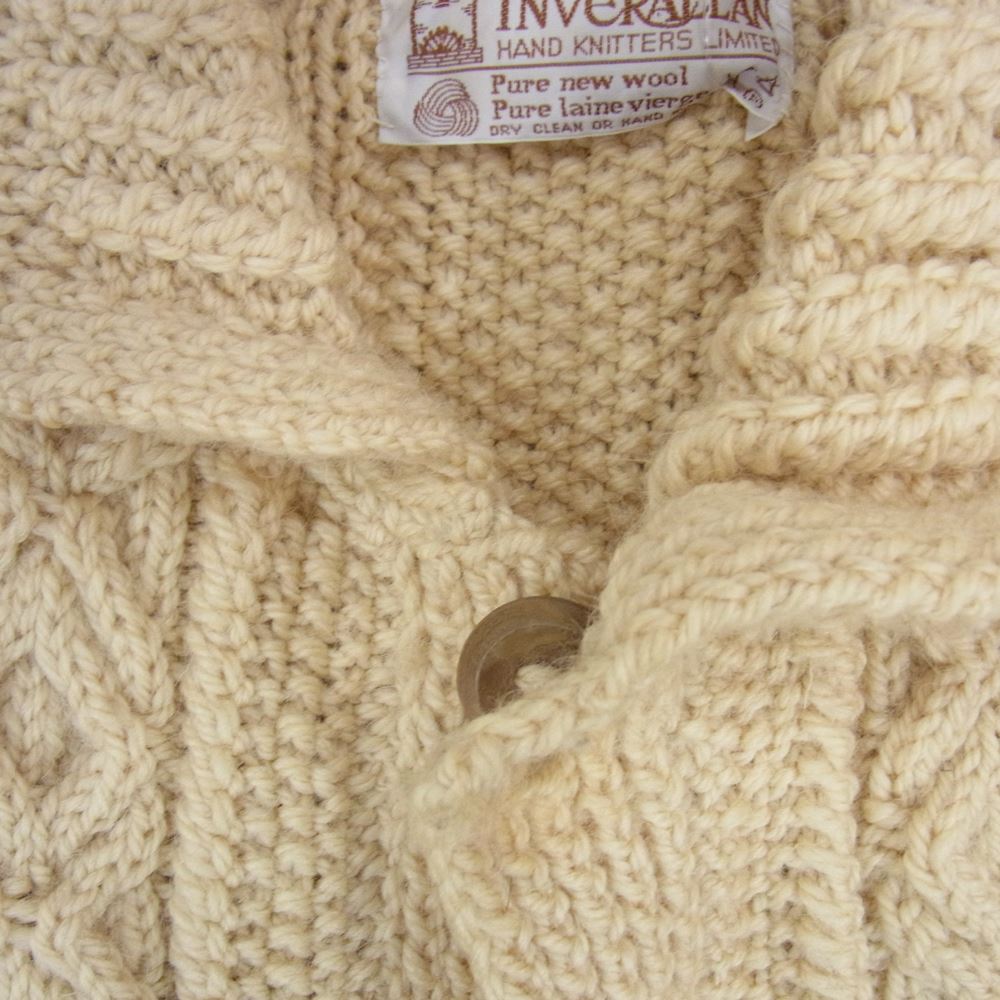 INVERALLAN インバーアラン 茶タグ 3A LUMBER CARDIGAN ランバー カーディガン ケーブル ニット オフホワイト系 サイズ表記無【中古】