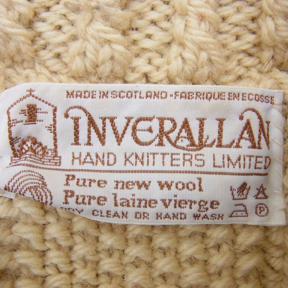 INVERALLAN インバーアラン 茶タグ 3A LUMBER CARDIGAN ランバー カーディガン ケーブル ニット オフホワイト系 サイズ表記無【中古】