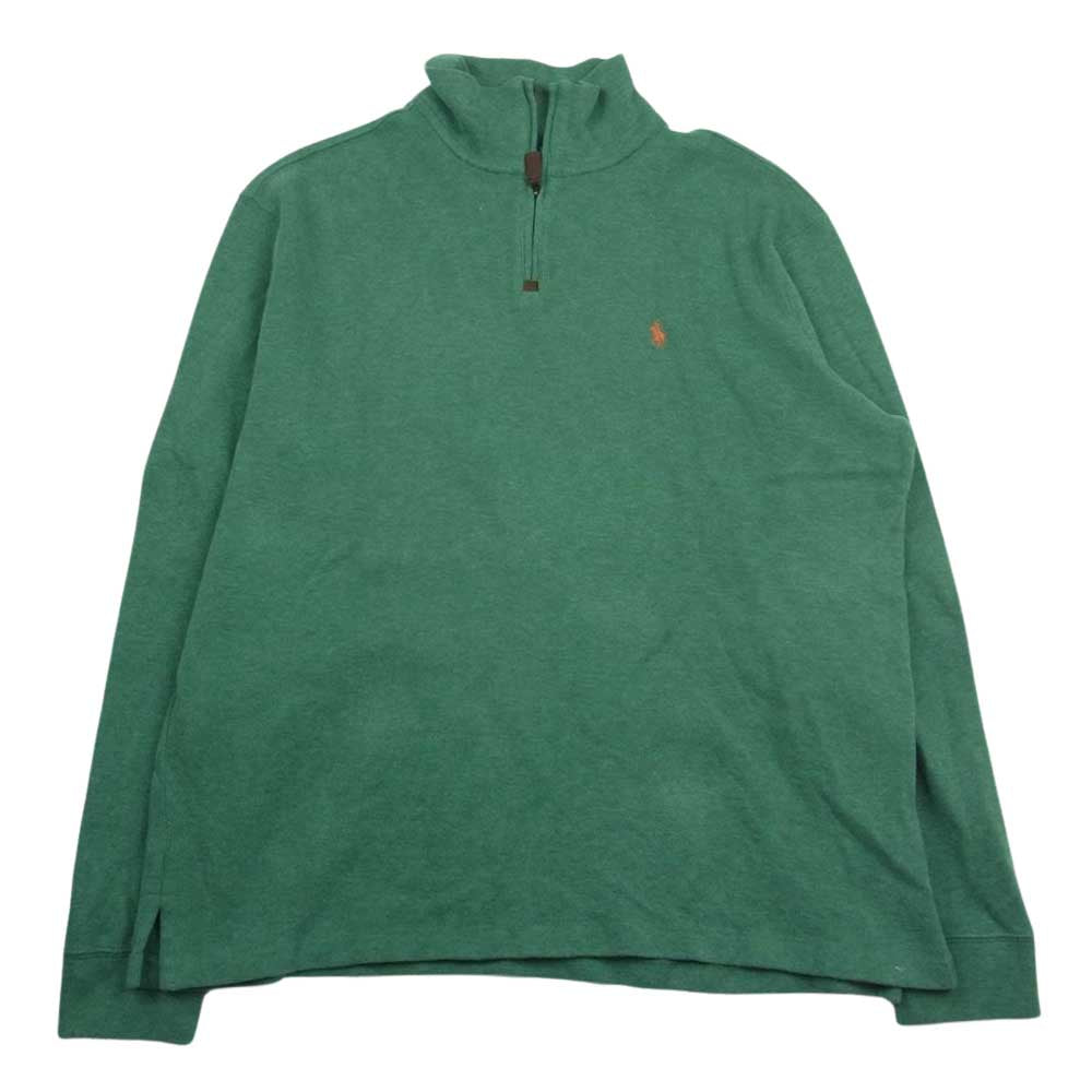 POLO RALPH LAUREN ポロ・ラルフローレン 0485501 ハーフジップ コットン プルオーバー ニット  セーター グリーン系 L【中古】