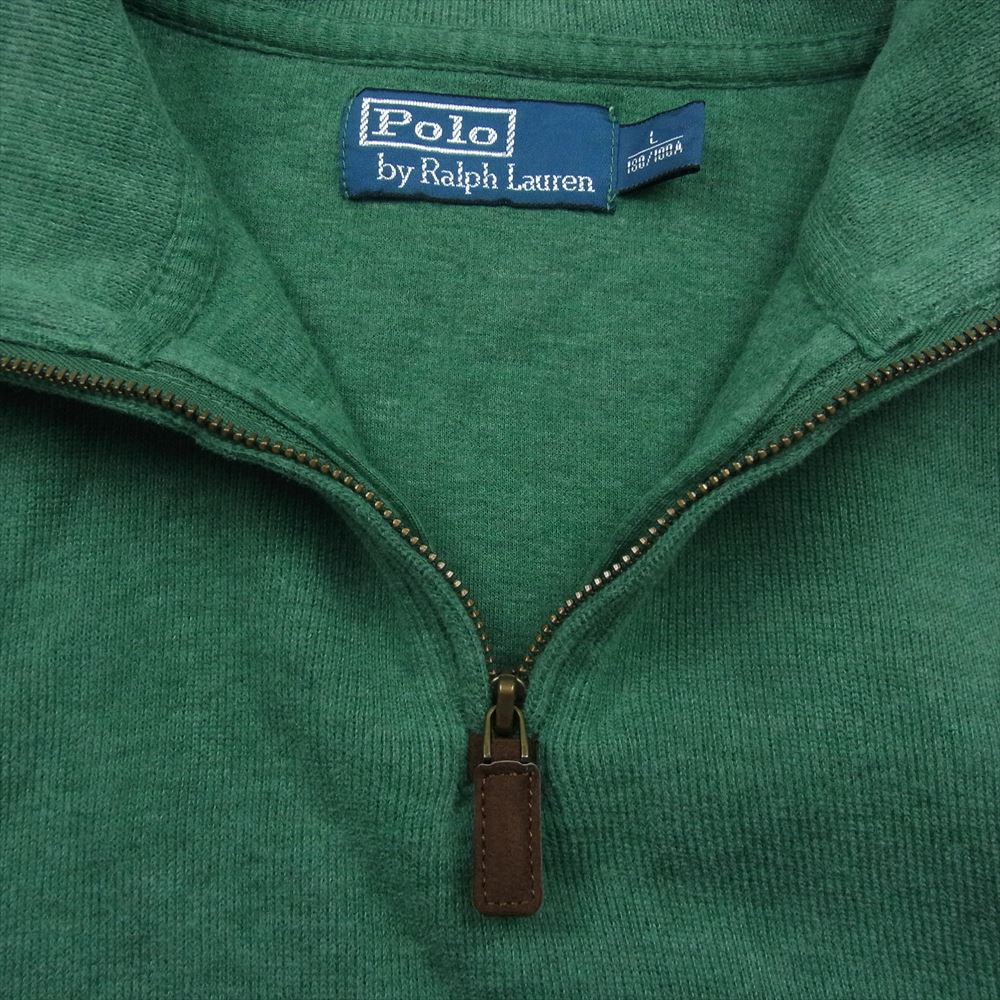 POLO RALPH LAUREN ポロ・ラルフローレン 0485501 ハーフジップ コットン プルオーバー ニット  セーター グリーン系 L【中古】