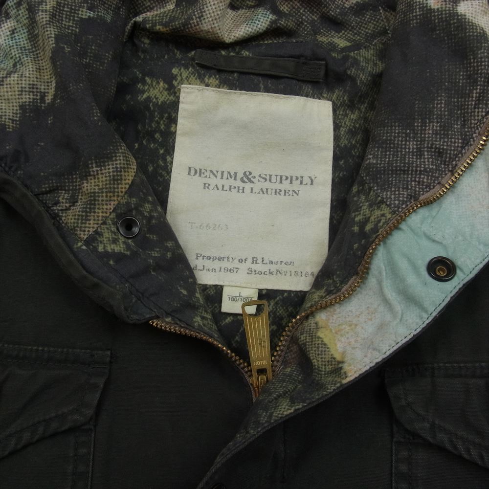 POLO RALPH LAUREN ポロ・ラルフローレン 7282105RNCT Denim & Supply 裏地 総柄 ミリタリージャケット カーキ系 L【中古】