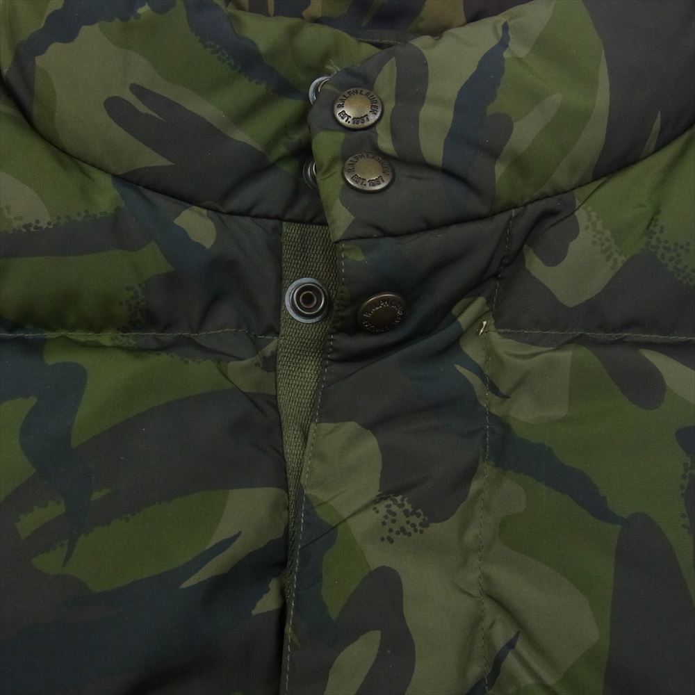 POLO RALPH LAUREN ポロ・ラルフローレン 7287029EDT カモフラ柄 ジップアップ ダウンベスト  カーキ系 XL【中古】