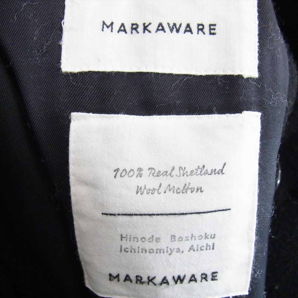markaware マーカウェア ウール ロング Pコート ブラック系 2【中古】
