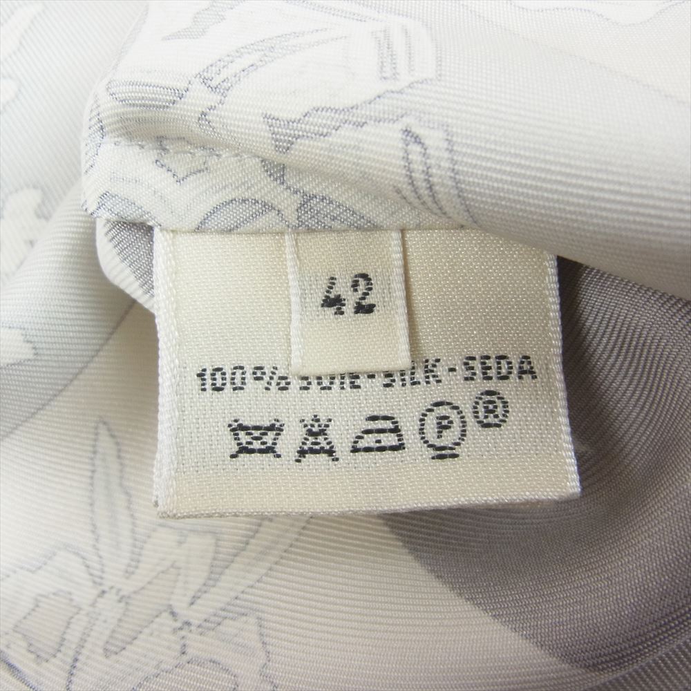 HERMES エルメス マルジェラ期 FEUX DE L'HIVER 冬の火 ノルディック柄 雪 結晶 100％ 長袖 シャツ グレー系 42【中古】