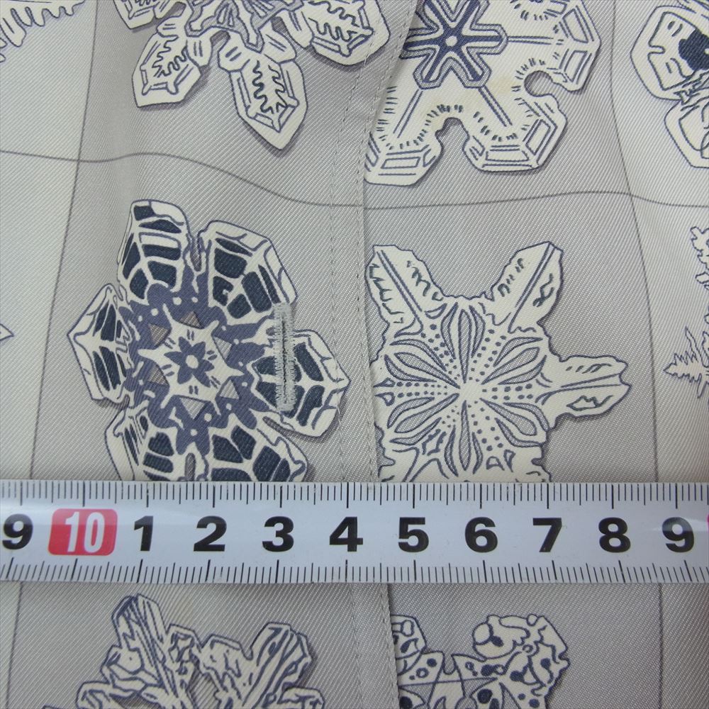 HERMES エルメス マルジェラ期 FEUX DE L'HIVER 冬の火 ノルディック柄 雪 結晶 100％ 長袖 シャツ グレー系 42【中古】