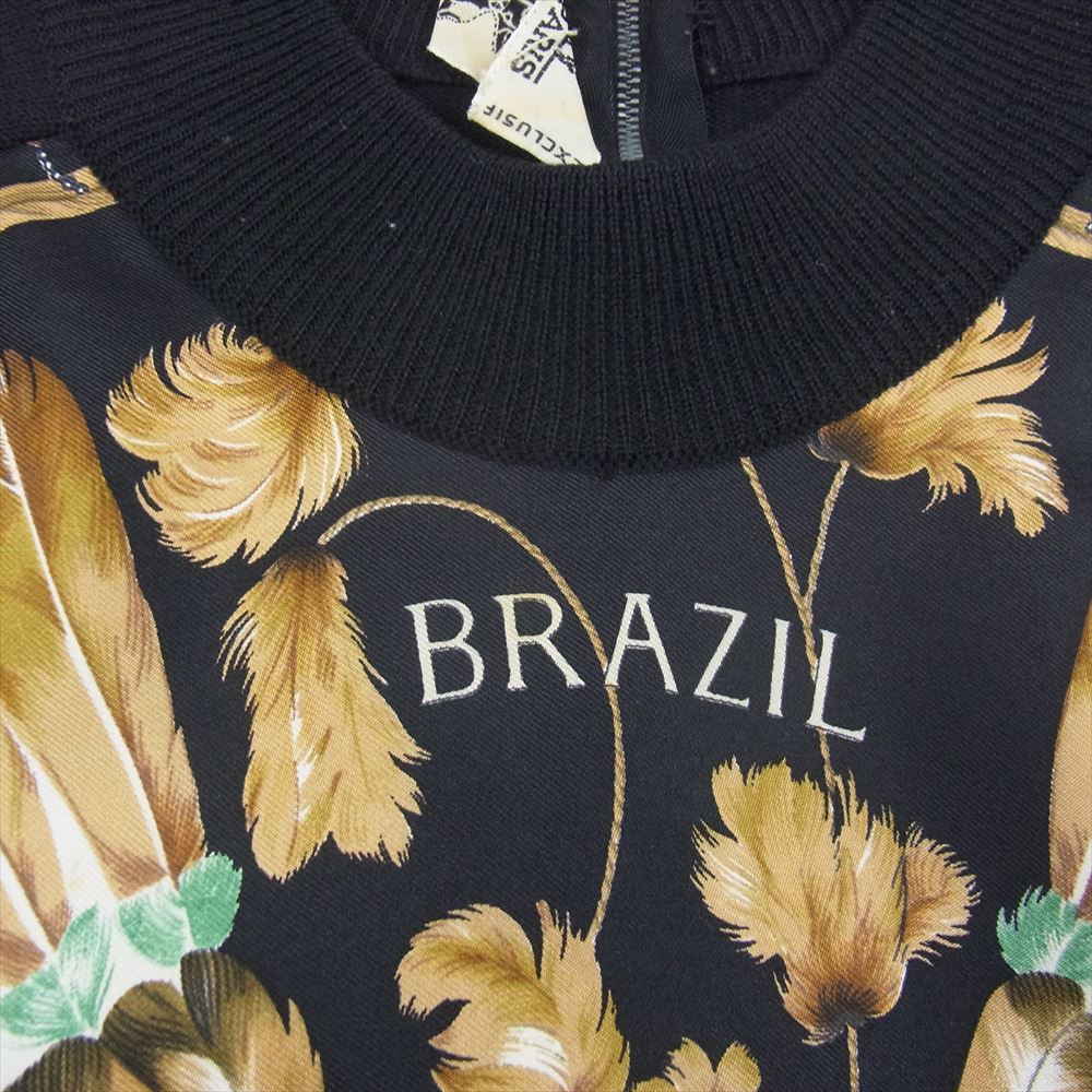 HERMES エルメス BRAZIL ブラジル 背面スカーフ ニット ワンピース ブラック系 40【中古】