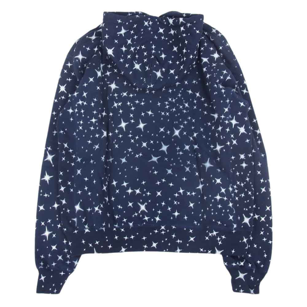 ブラックアイパッチ センターロゴ スター ペイント プルオーバ― パーカー 総柄 ネイビー系 L【中古】