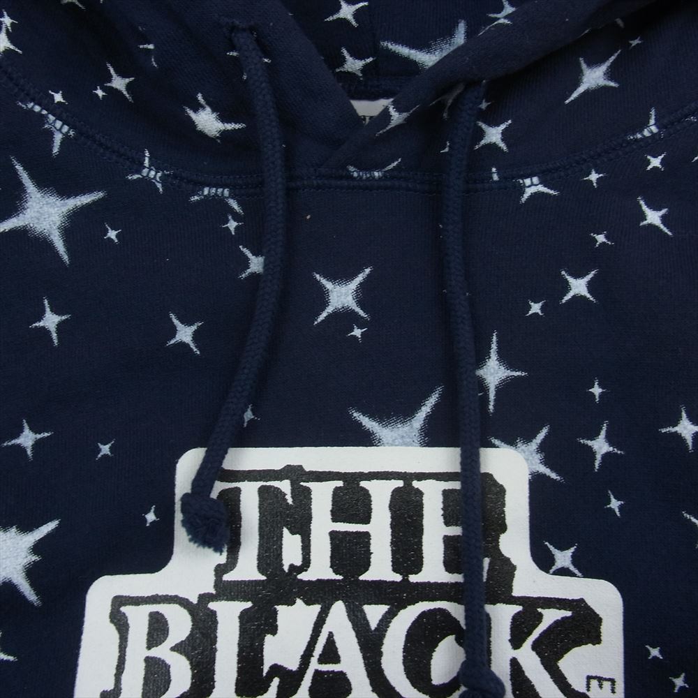 ブラックアイパッチ センターロゴ スター ペイント プルオーバ― パーカー 総柄 ネイビー系 L【中古】