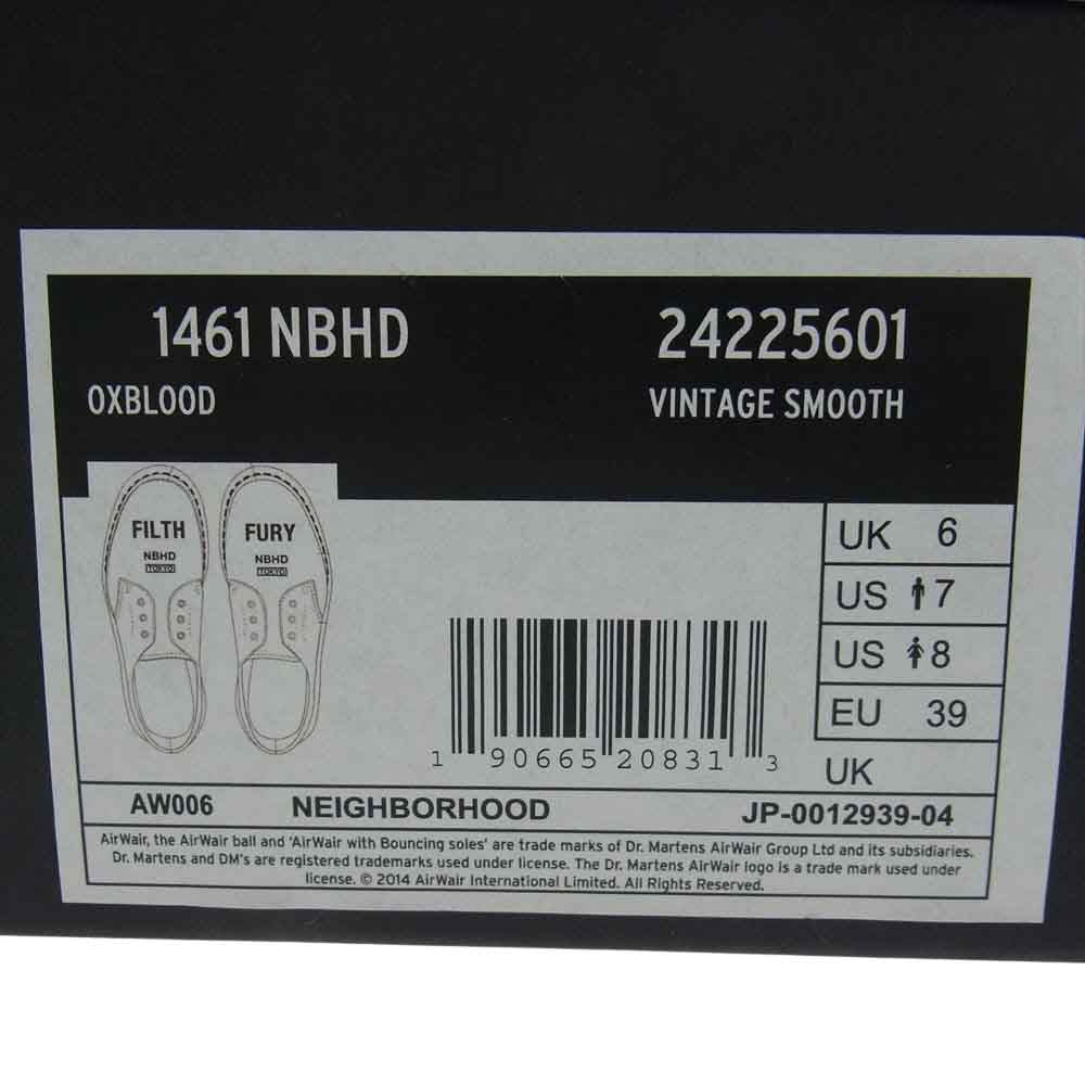 NEIGHBORHOOD ネイバーフッド 1461 NBHD 24225601 ×Dr Martens ドクターマーチン NHDM 3EYE CL-SHOES 3ホール レザー シューズ エンジ系 UK6【中古】
