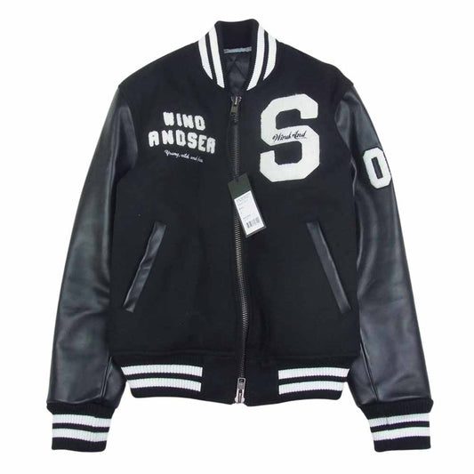 WIND AND SEA ウィンダンシー WDS-BYT-RS-01 WIND AND BEYOUTH -S- Varsity Jacket ワッペン 刺繍 スタジアム ジャンパー スタジャン ジャケット ブラック系 L【美品】【中古】