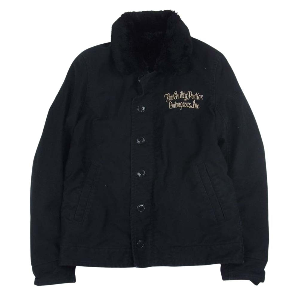 WACKO MARIA ワコマリア 裏ボア 刺繍 デッキ ジャケット ブラック系 S【中古】