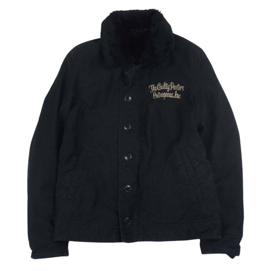 WACKO MARIA ワコマリア 裏ボア 刺繍 デッキ ジャケット ブラック系 S【中古】