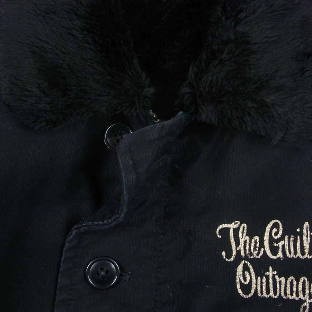 WACKO MARIA ワコマリア 裏ボア 刺繍 デッキ ジャケット ブラック系 S【中古】